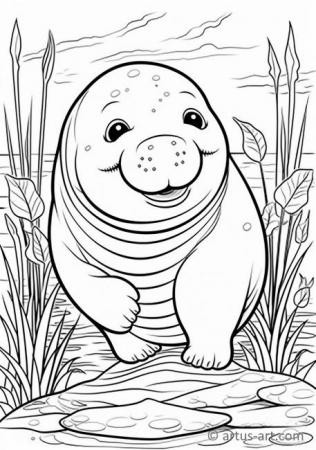 Manatee Coloring Page For Kids