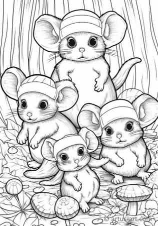 Cute Mice Coloring Page For Kids