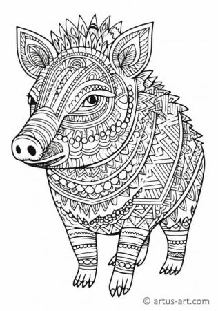 Cute Peccary Coloring Page For Kids
