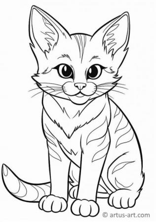 Pagina da colorare del gatto delle sabbie carino