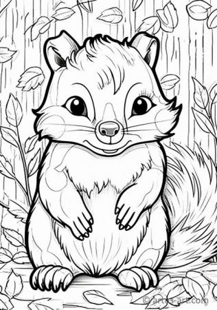 Cute Skunk Coloring Page For Kids