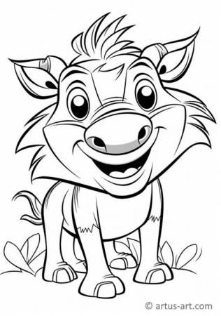 Cute Warthog Coloring Page For Kids