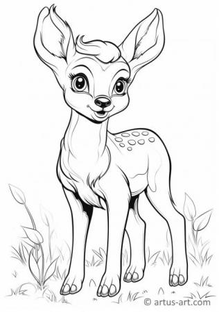 Cute White-tailed deer Coloring Page