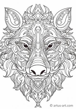 Cute Wild boar Coloring Page For Kids