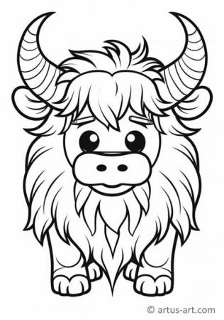 Cute Yak Coloring Page