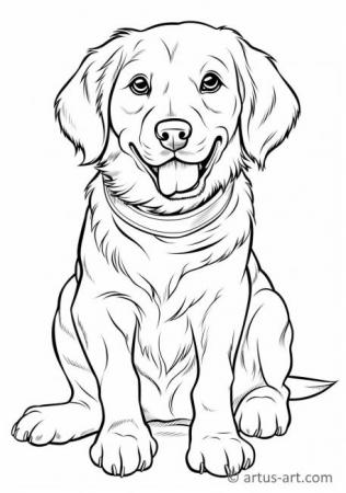 Cute Golden retriever Coloring Page