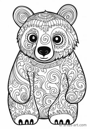 Pagina de colorat cu un ursuleț drăguț
