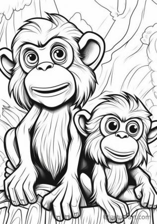 Roztomilé opice babuínové - omalovánka