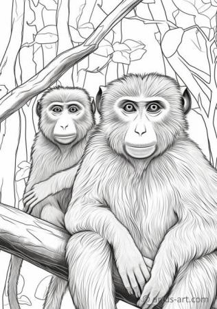 Roztomilé opice babuínky - omalovánka pro děti