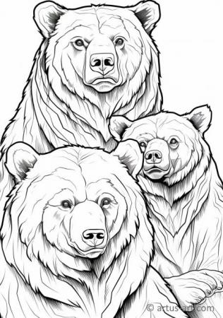Grizzly bears Coloring Page For Kids