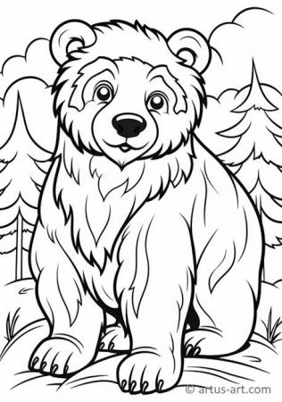 Cute Grizzly bears Coloring Page