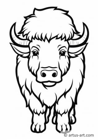 Søt amerikansk bison fargeleggingsside