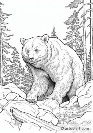 Página para colorir de urso-negro americano em ação