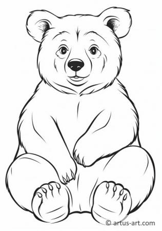 Pagină de colorat cu un urs negru american drăguț