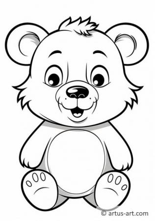 Pagină de colorat cu ursuleț drăguț pentru copii
