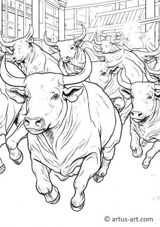 Bulls Coloring Page For Kids
