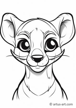 Cute Fossa Coloring Page For Kids