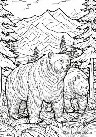 Stránka k vybarvení medvědů grizzly