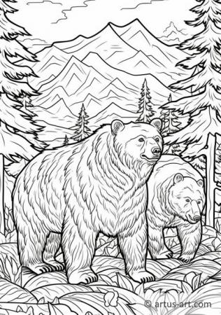 Pagina da colorare degli orsi grizzly