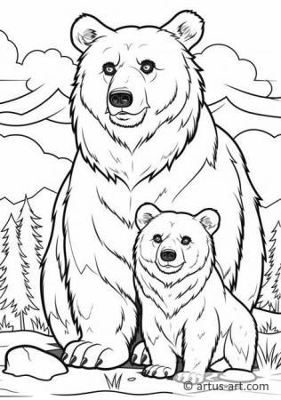 Roztomilé medvědy grizzly - omalovánka