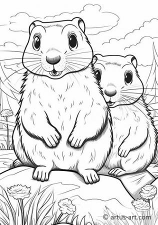 Pagina de colorat cu marmote