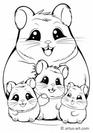 Cute Hamsters Coloring Page