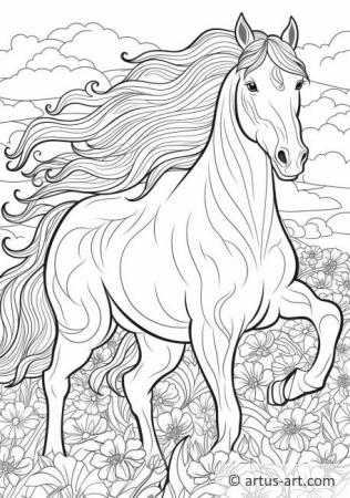 Pagina da colorare con un cavallo