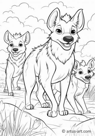 Page de coloriage de hyènes pour enfants