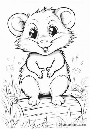 Pagina da colorare di opossum per bambini
