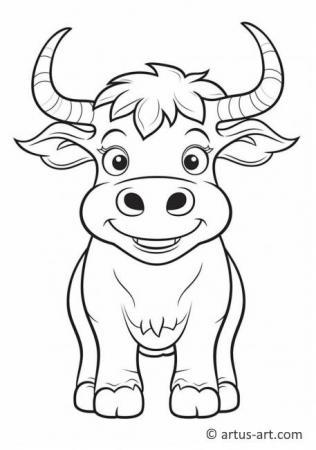 Cute Ox Coloring Page For Kids