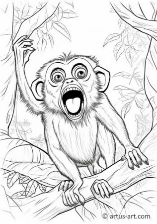Pagina de colorat cu maimuța-păianjen pentru copii