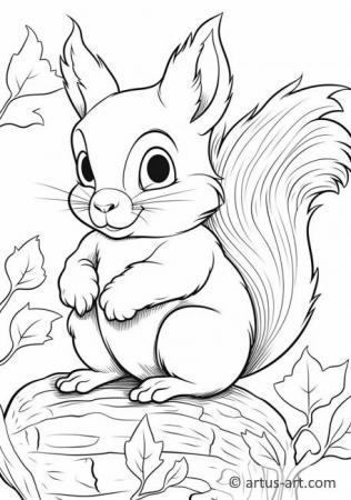 Pagina da colorare di un adorabile scoiattolo