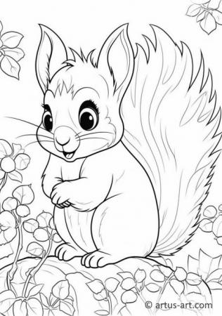 Página para colorir de esquilo para crianças