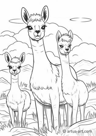 Милые ламы Викуньи раскраска для детей