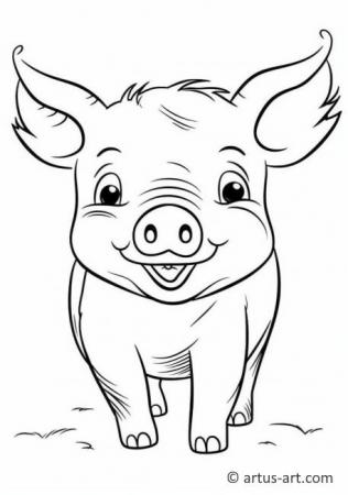 Cute Wild boar Coloring Page For Kids