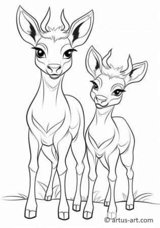 Cute Antelopes Coloring Page For Kids