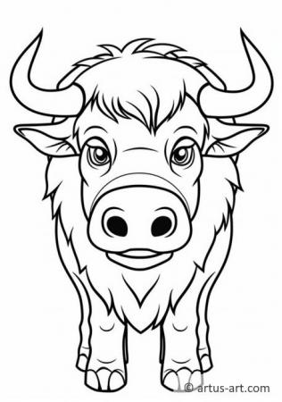 Cute Buffalo Coloring Page For Kids
