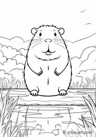 Çocuklar için Kapibara Boyama Sayfası