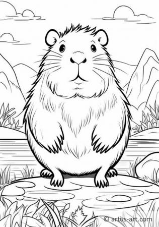 Çocuklar için Kapibara Boyama Sayfası
