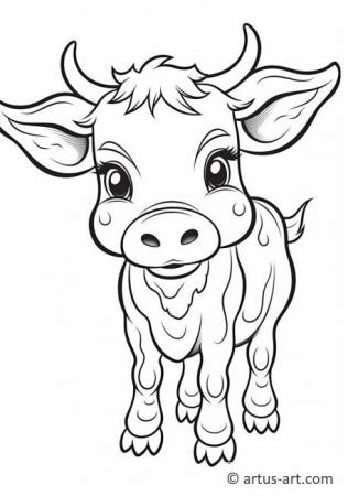 Cute Cattle Coloring Page For Kids