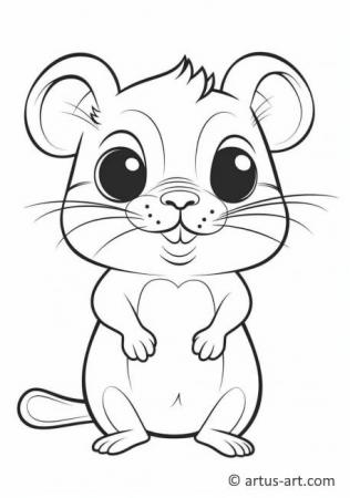 Cute Gerbil Coloring Page For Kids
