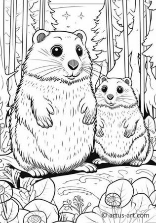 Pagina da colorare di Marmotte per bambini