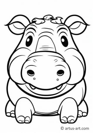 Cute Hippopotamu Coloring Page For Kids