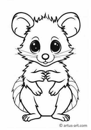 Pagina da colorare di opossum per bambini