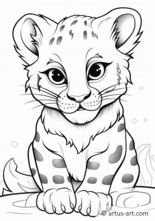 Cute Snow leopard Coloring Page