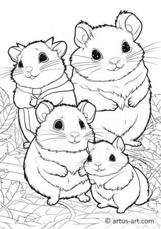 Pagina de colorat cu hamsteri