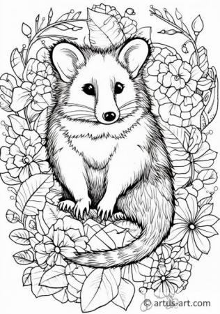 Pagina da colorare di opossum