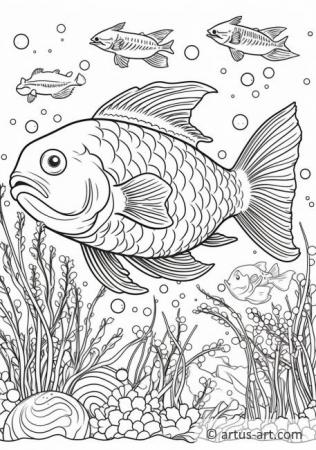 Çocuklar için Mavi Balık Boyama Sayfası