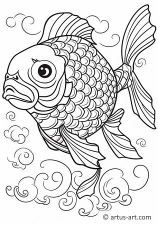 Awesome Koi fish Coloring Page