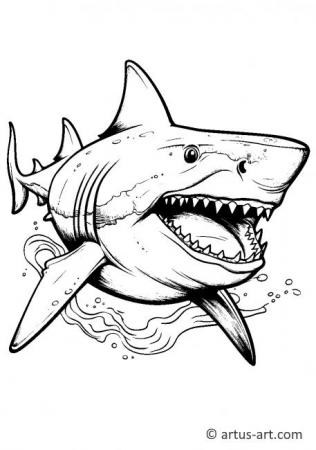 Awesome Great white shark Coloring Page For Kids